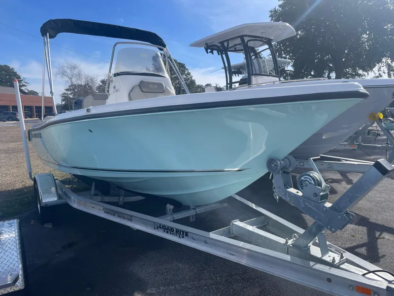 Slide: The Image of 2024 Key West 189 FS boat on a trailer, ready for transport. - 1