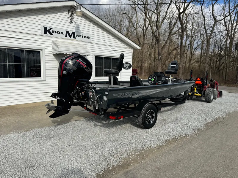 Slide: The Image of 2024 Ranger RT188 boat outside Knox Marine dealership. - 2