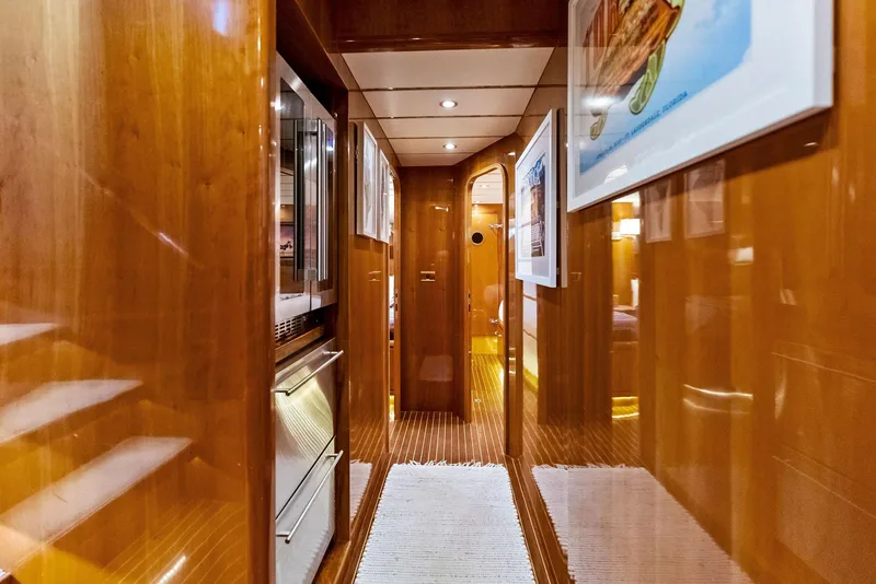 Slide: The Image of Luxurious wooden interior hallway of 1999 Monte Fino 82 yacht. - 43