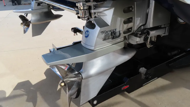 Slide: The Image of Close-up of 2020 Outerlimits 46SC boat's propeller and stern drive. - 7