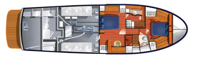 Slide: The Image of Floor plan of a 2026 Selene 54 Classic Explorer yacht, showcasing interior layout. - 14