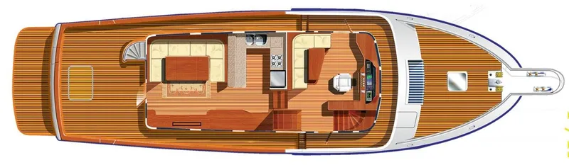 Slide: The Image of Top view of 2026 Selene 54 Classic Explorer yacht interior layout. - 17
