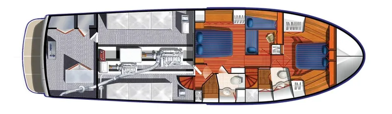 Slide: The Image of Selene 54 Classic Explorer 2026 yacht floor plan with detailed interior layout. - 19