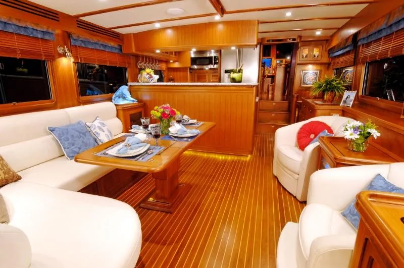 Slide: The Image of Luxurious interior of 2026 Selene 54 Classic Explorer yacht with elegant dining area. - 6