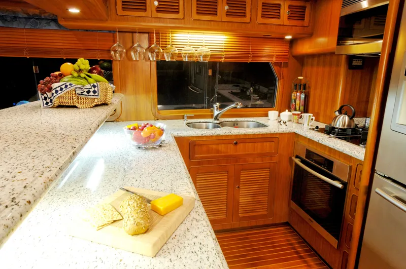 Slide: The Image of Luxurious kitchen interior of 2026 Selene 54 Classic Explorer yacht with modern amenities. - 7