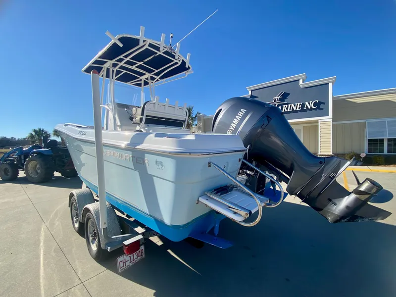 Slide: The Image of 2016 Clearwater 2200CC boat with Yamaha outboard motor on trailer. - 3