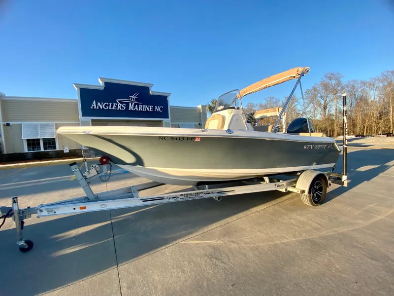 Slide: The Image of 2020 Key West 189 FS boat on trailer at Angler's Marine NC dealership. - 5