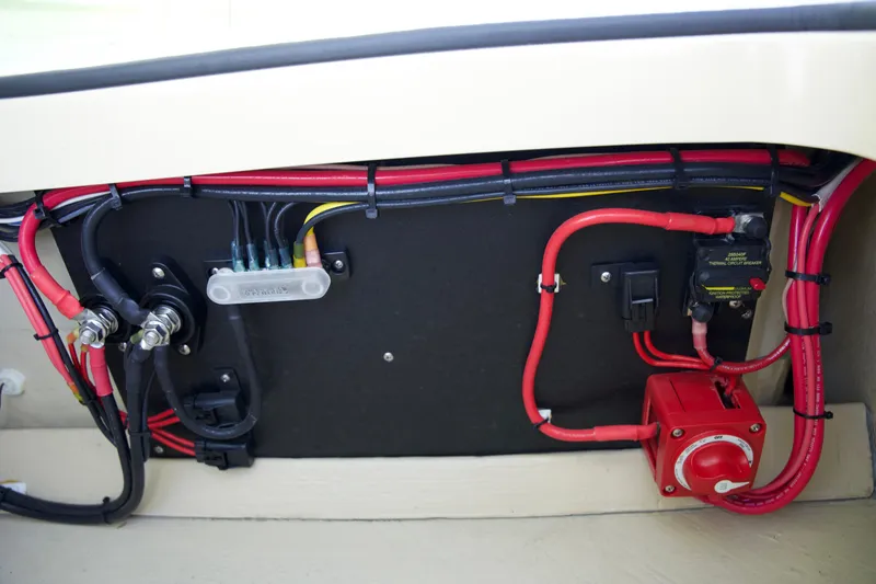 Slide: The Image of Electrical wiring and components of a 2023 Cayo Boatworks 180. - 19