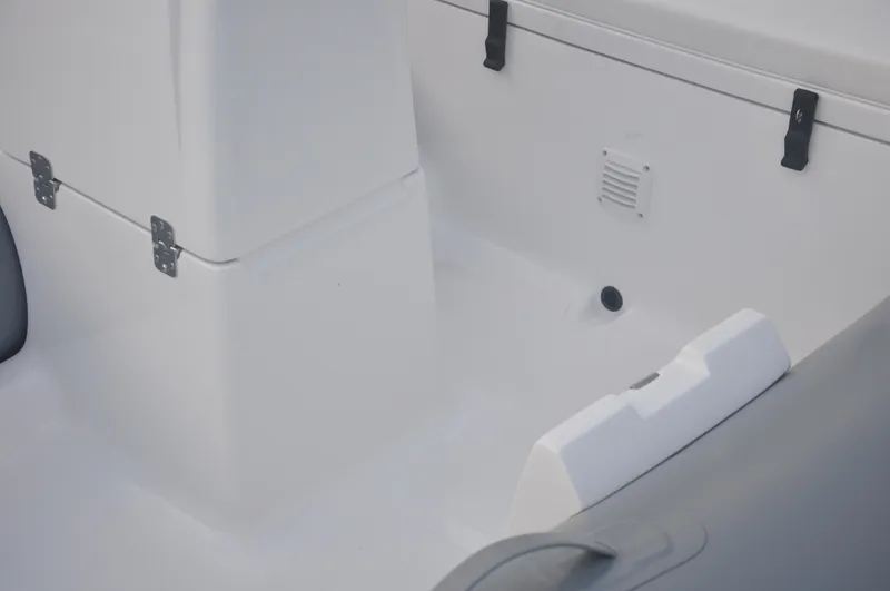 Slide: The Image of Interior of 2024 AB 11 VSX boat showing storage compartments and seating. - 7