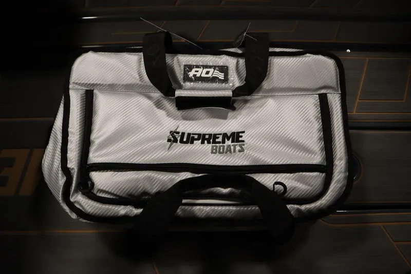 Slide: The Image of Supreme ZS232 2024 model boat bag with logo on a dark background. - 48