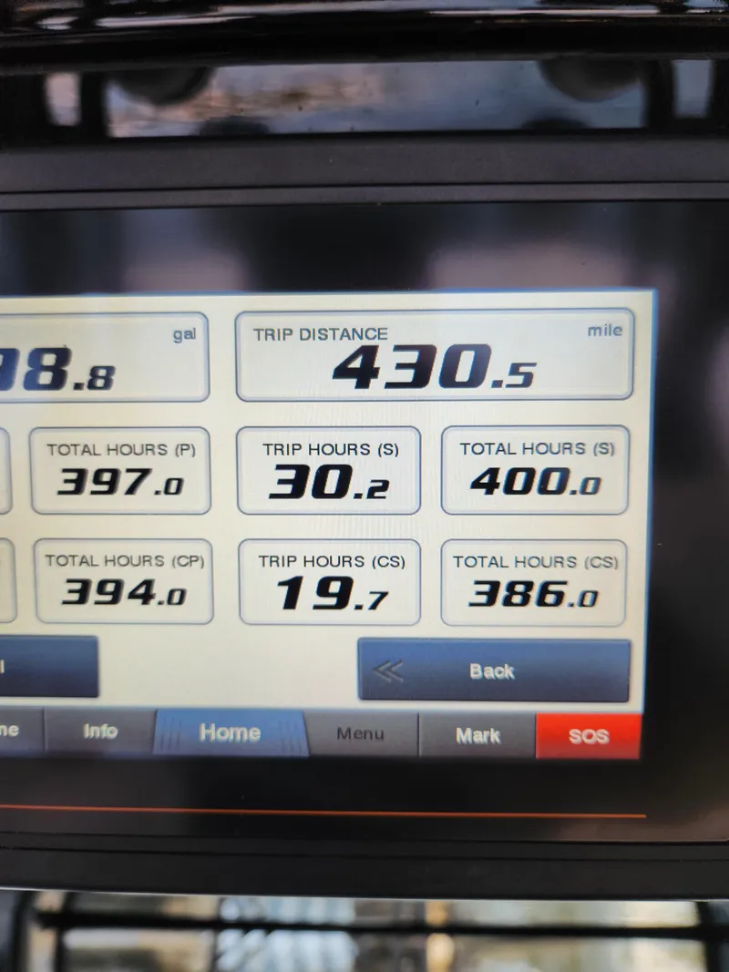 Slide: The Image of Dashboard display of a 2019 HCB 39 Speciale showing trip distance and hours. - 28