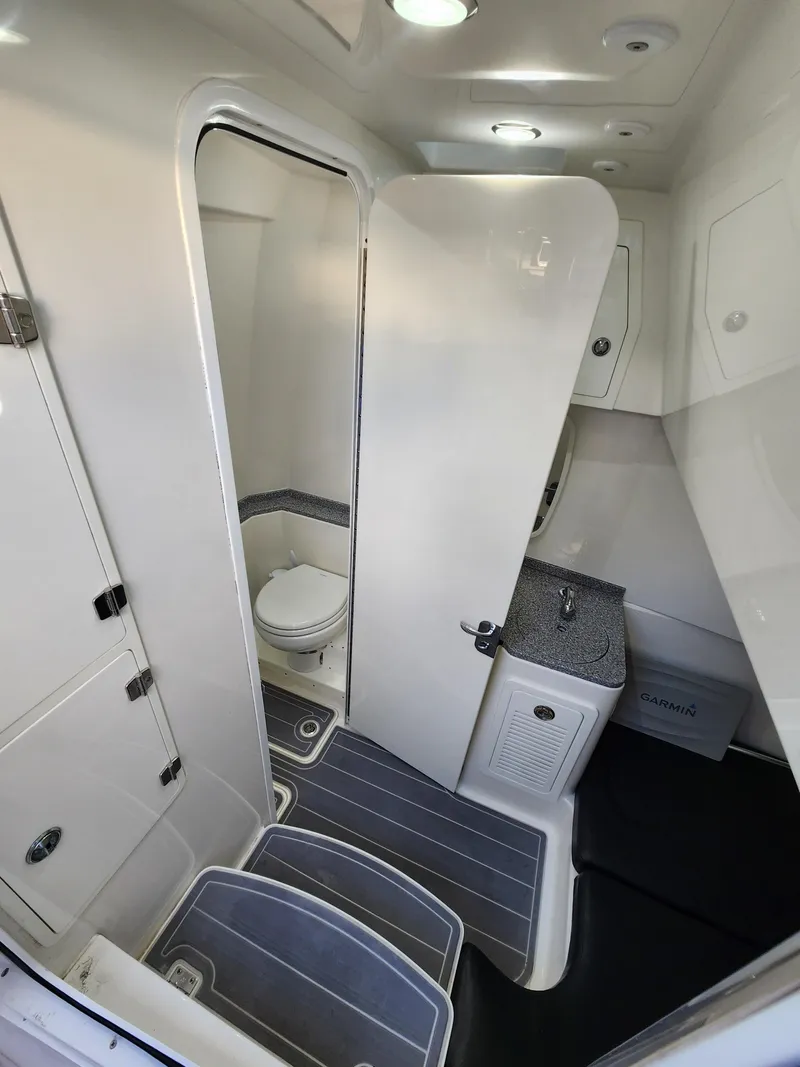 Slide: The Image of 2019 HCB 39 Speciale boat interior with bathroom and sink area. - 32
