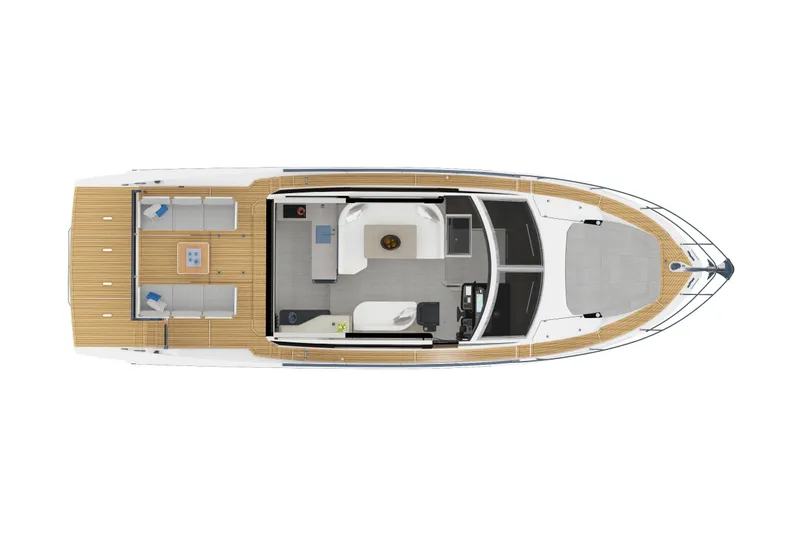 Slide: The Image of Top view of 2024 Absolute 48 Coupe luxury yacht layout. - 18