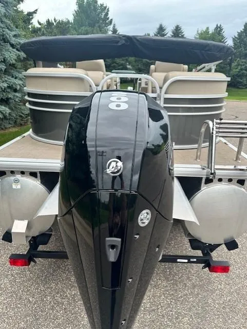 Slide: The Image of 2023 Sun Tracker Party Barge 22 XP3 pontoon boat with powerful outboard motor. - 4