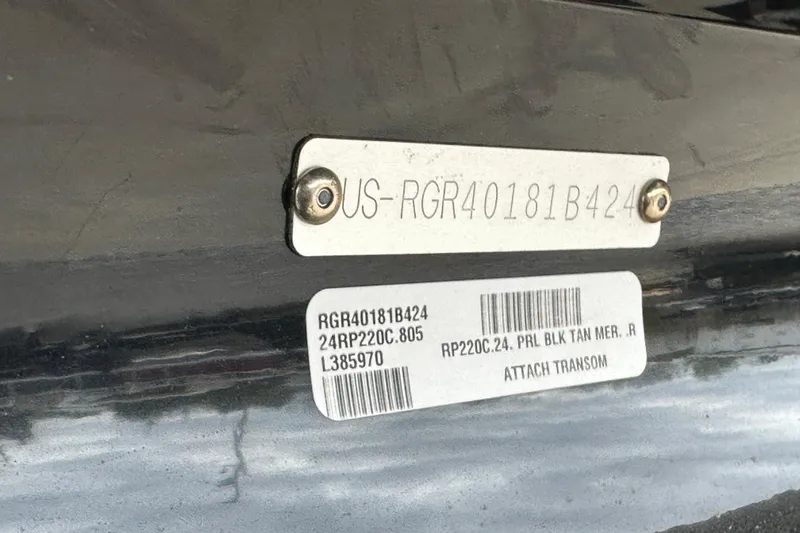 Slide: The Image of 2024 Ranger Reata 220C identification plate with serial number and barcode. - 28