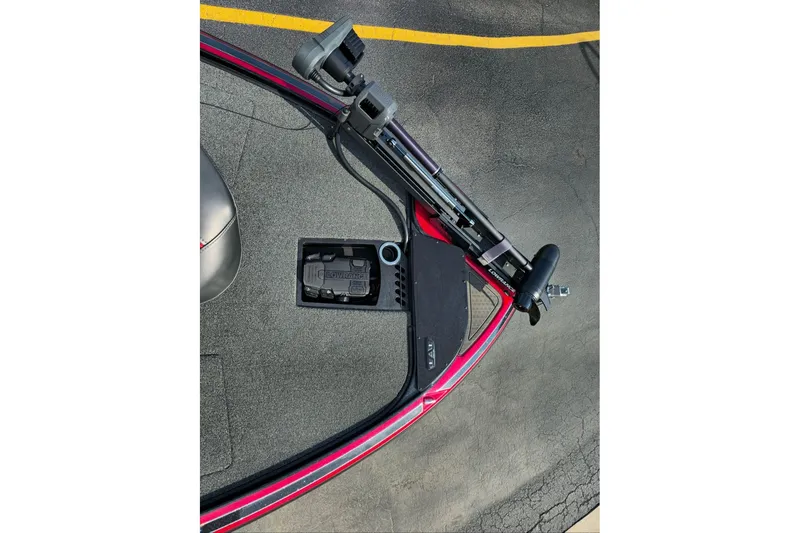 Slide: The Image of 2024 Nitro Z19 boat deck with trolling motor and Lowrance electronics. - 4