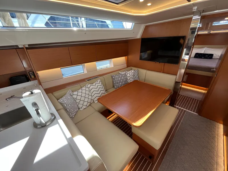 Slide: The Image of Luxurious interior of 2021 Bavaria C45 yacht with dining area and modern amenities. - 31