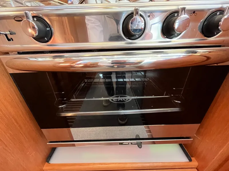 Slide: The Image of Stainless steel oven in the 2021 Bavaria C45 yacht kitchen. - 40