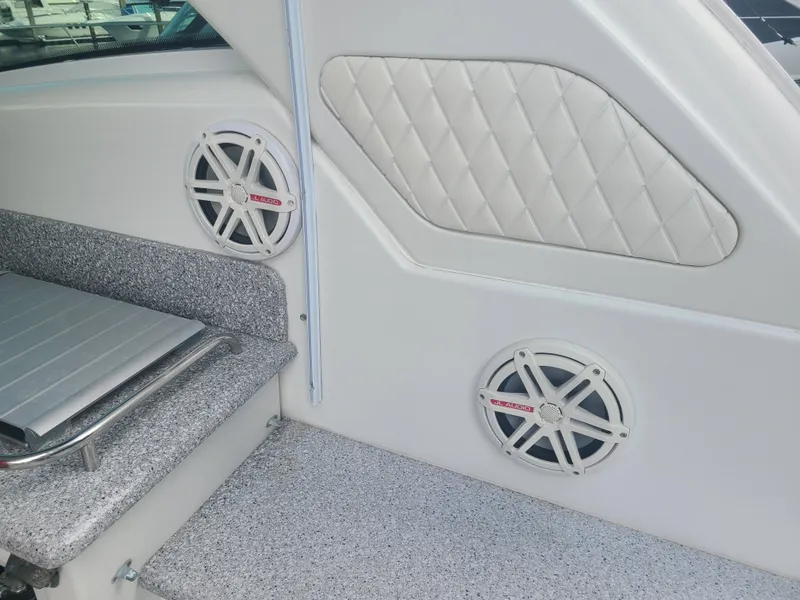 Slide: The Image of Interior of a 2007 Formula 45 Yacht with speakers and quilted paneling. - 20