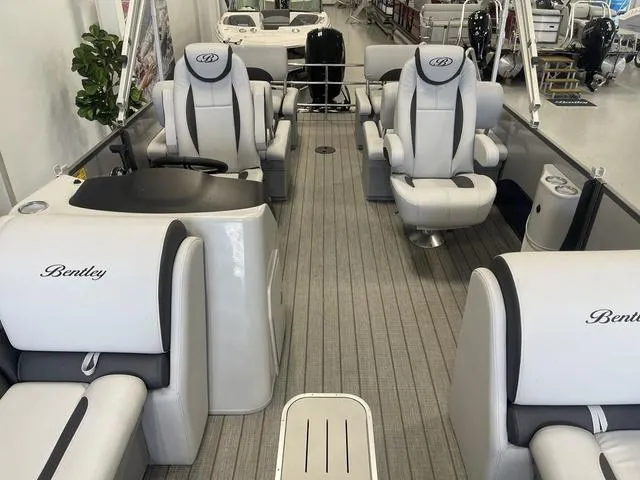 Slide: The Image of 2024 Bentley Pontoons Legacy 243 QSB 3/4 Tube interior with luxurious seating. - 9