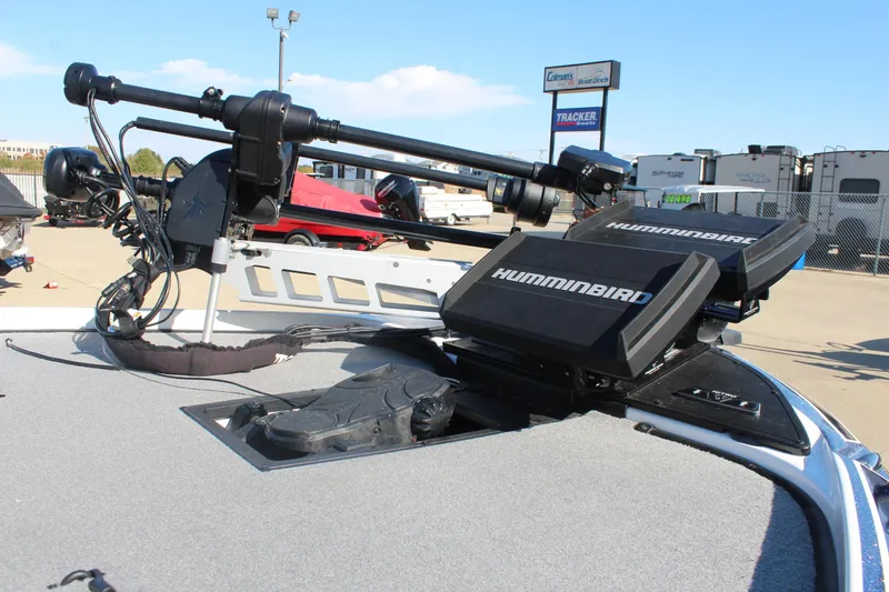 Slide: The Image of 2024 Nitro Z20 boat with Humminbird electronics and trolling motor on deck. - 24