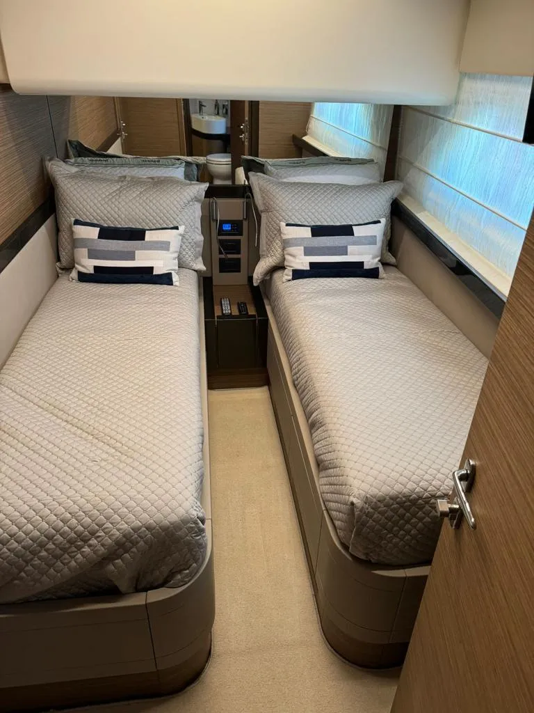 Slide: The Image of 2016 Ferretti Yachts 550 twin bed cabin interior - 15