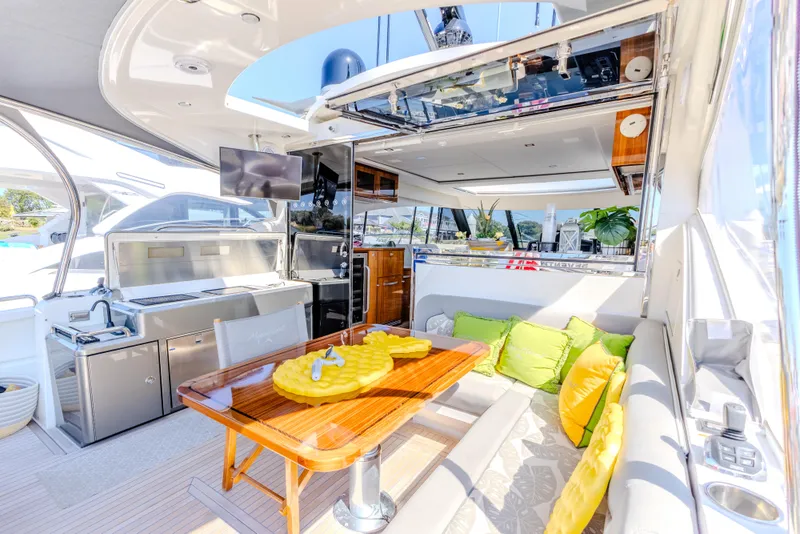 Slide: The Image of Luxurious interior of 2022 Riviera Sport Yacht 5400 Platinum Edition with modern amenities. - 37