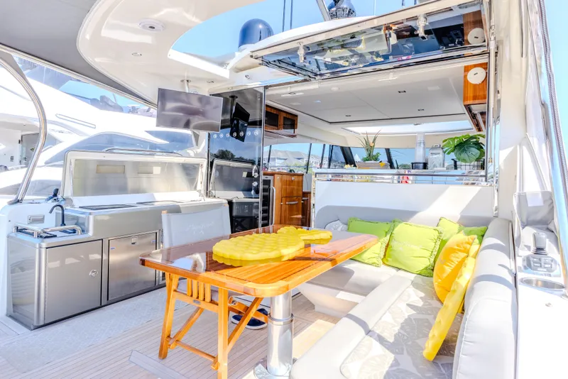 Slide: The Image of Luxurious 2022 Riviera Sport Yacht 5400 Platinum Edition interior with modern amenities and stylish decor. - 40