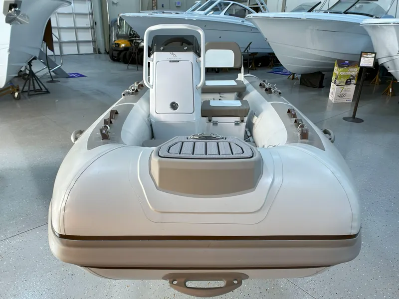 Slide: The Image of 2024 Highfield Classic 360 inflatable boat in showroom. - 2