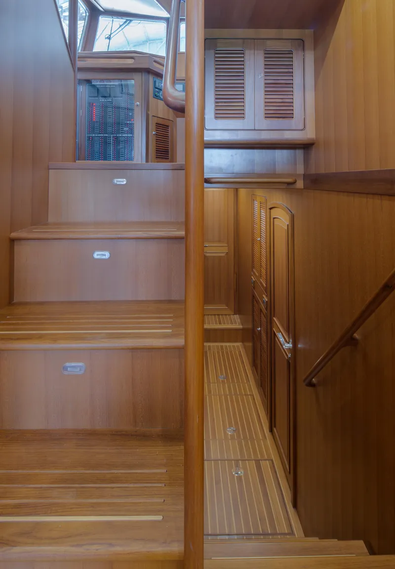 Slide: The Image of Wooden interior stairs of 2026 Selene 49 Classic Explorer yacht. - 16
