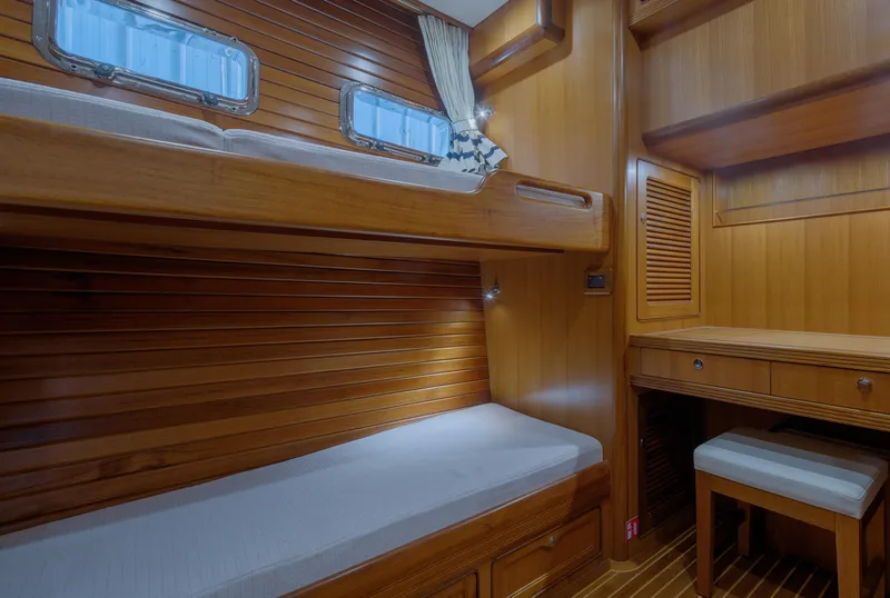 Slide: The Image of Cozy wooden cabin interior of 2026 Selene 49 Classic Explorer yacht with bunk beds. - 21