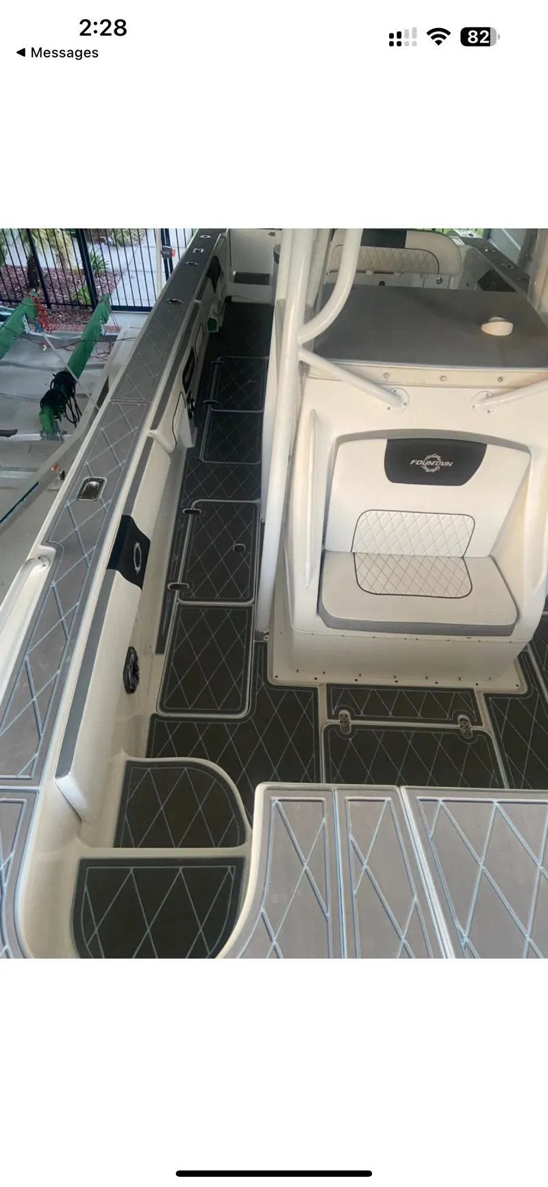 Slide: The Image of 2007 Fountain 38 CC Tournament Edition boat interior with non-slip flooring. - 12
