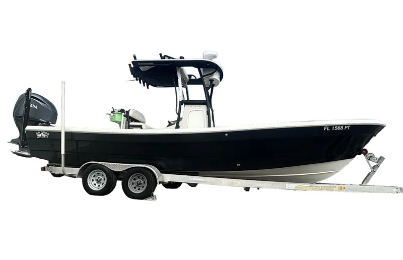The Image of 2014 Andros Tarpon 26 boat on a trailer with a Yamaha outboard motor. - 0