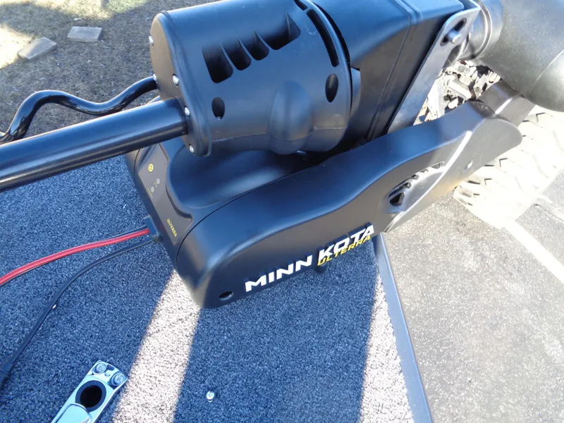 Slide: The Image of Minn Kota motor on 2024 Lund 1875 Fisherman boat deck. - 48