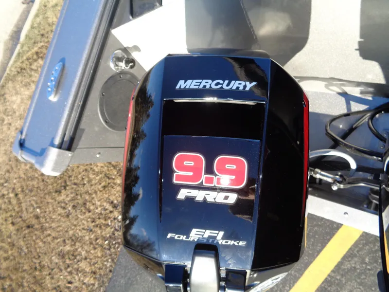 Slide: The Image of Mercury 9.9 Pro EFI FourStroke engine on 2024 Lund 1875 Fisherman boat. - 9