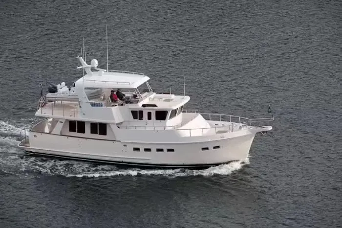 Slide: The Image of Selene 45 Classic Explorer yacht cruising on open water, 2026 model. - 7