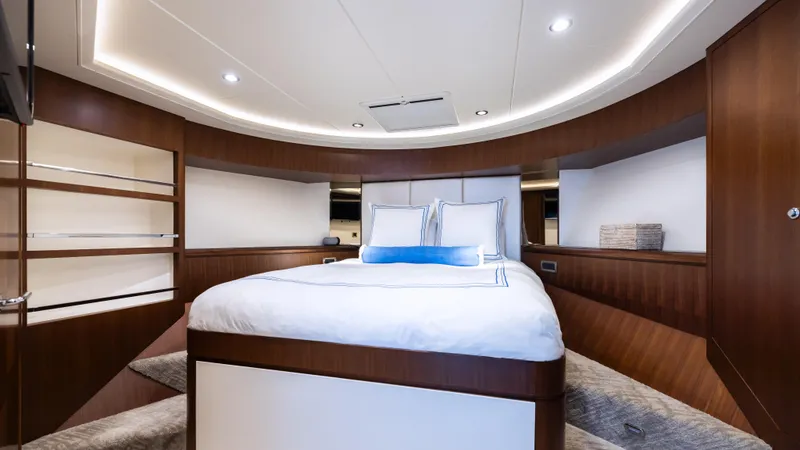 Slide: The Image of Luxurious bedroom interior of 2018 Ocean Alexander 85 E yacht with modern design. - 23