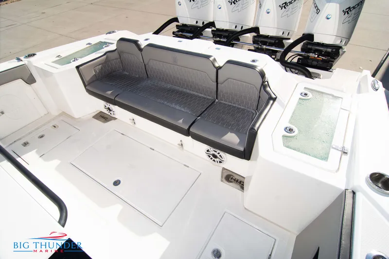 Slide: The Image of 2023 Hayaari Marine H44Z boat interior with seating and storage compartments. - 17
