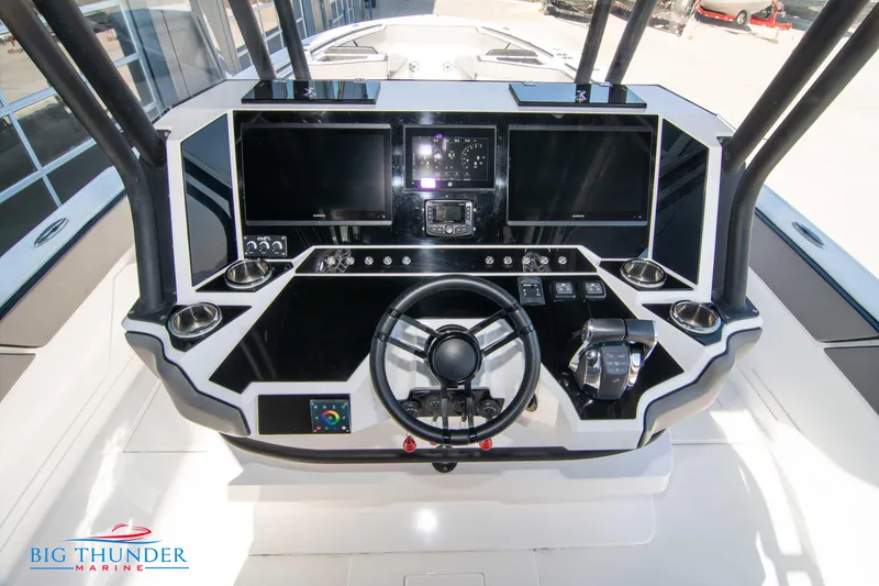 Slide: The Image of 2023 Hayaari Marine H44Z boat dashboard with advanced navigation systems. - 40
