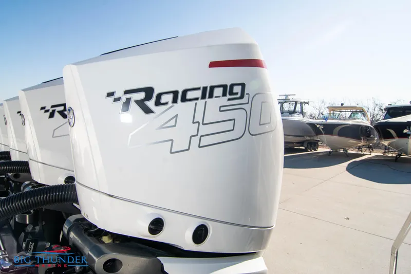 Slide: The Image of Hayaari Marine H44Z 2023 model with Racing 450 outboard engines. - 9