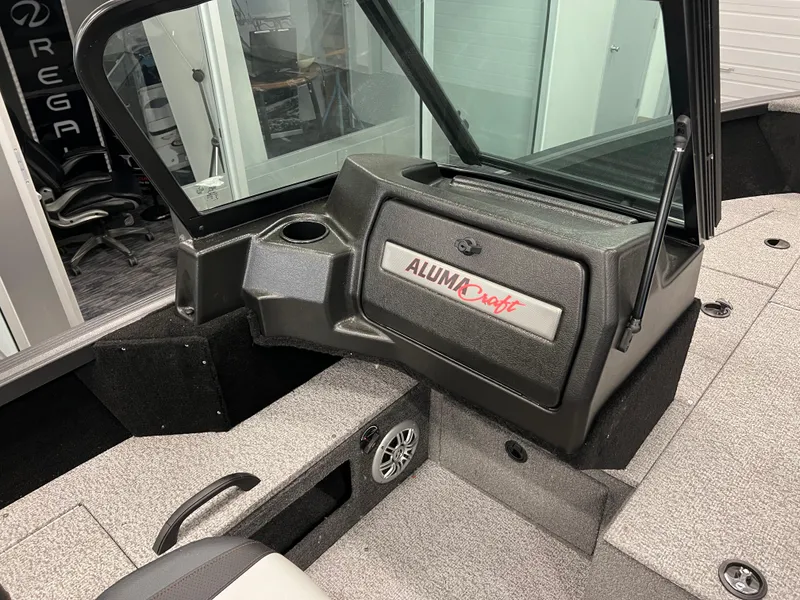 Slide: The Image of 2023 Alumacraft Competitor 175 Sport boat interior with console and seating. - 10