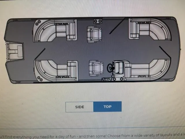 Slide: The Image of Top view layout of the 2024 Harris Cruiser 210 CWDH pontoon boat. - 26