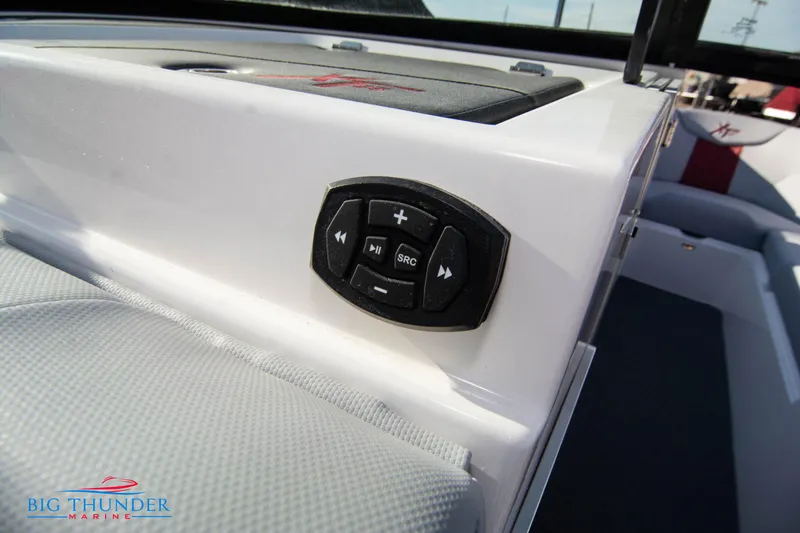 Slide: The Image of Control panel on 2024 MasterCraft XT25 boat, Big Thunder Marine logo visible. - 40