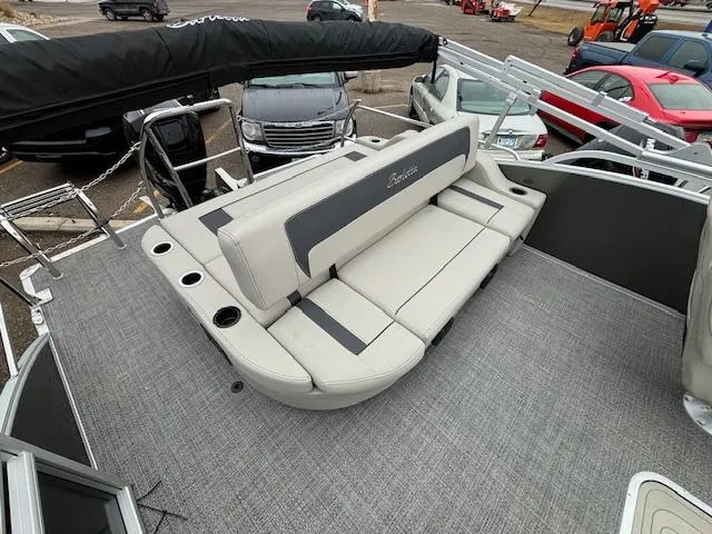 Slide: The Image of 2024 Barletta ARIA 22UC pontoon boat with spacious seating and cup holders. - 10
