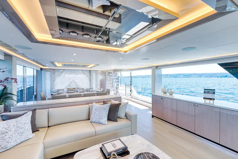 Slide: The Image of Luxurious interior of 2024 Ocean Alexander 32L yacht with panoramic ocean views. - 20
