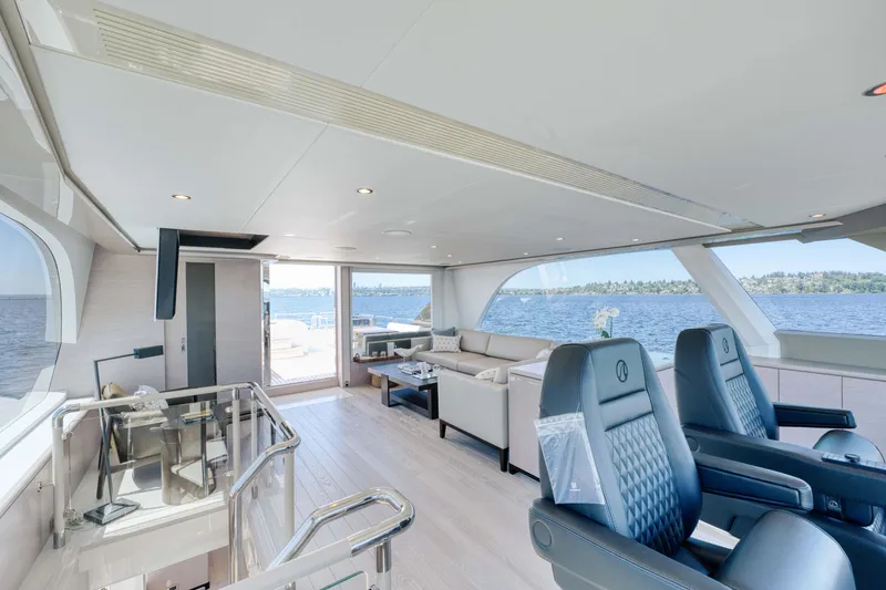 Slide: The Image of Luxurious interior of 2024 Ocean Alexander 32L yacht with panoramic ocean views. - 28