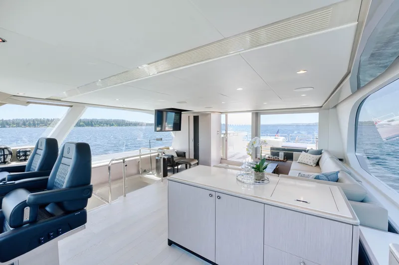Slide: The Image of Luxurious interior of 2024 Ocean Alexander 32L yacht with panoramic ocean views. - 30