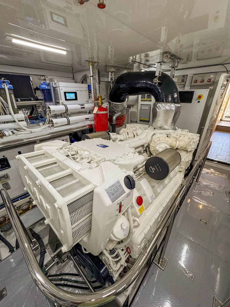 Slide: The Image of Engine room of 2024 Ocean Alexander 32L yacht with advanced machinery. - 40