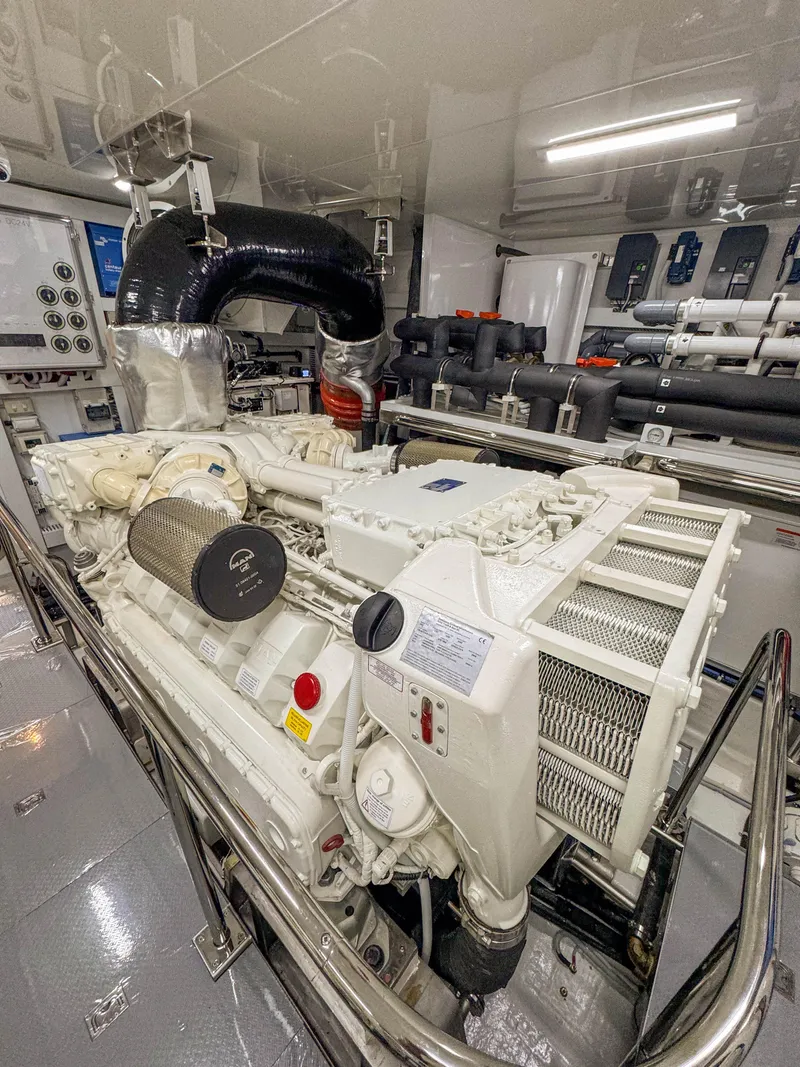 Slide: The Image of Engine room of 2024 Ocean Alexander 32L yacht with advanced machinery. - 41