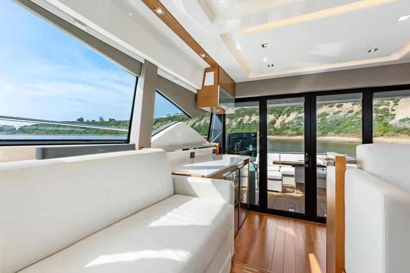 Slide: The Image of Luxurious interior of 2022 Tiara Yachts 53 Coupe with modern design and scenic views. - 34